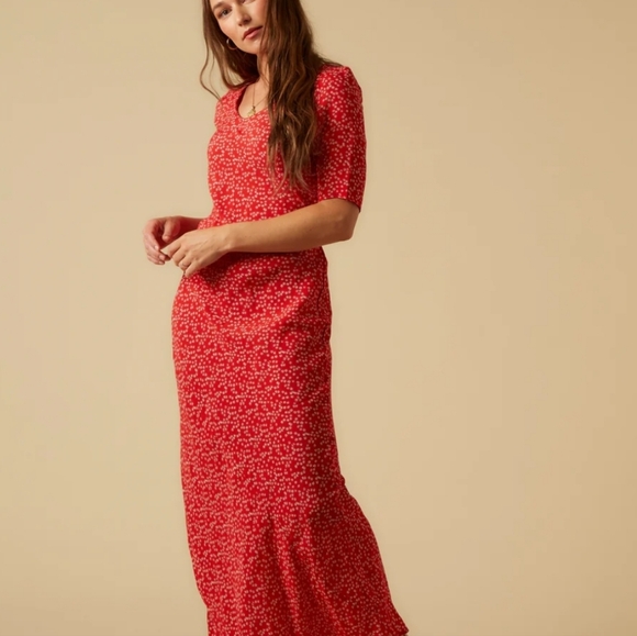 Reformation Dresses & Skirts - Reformation Saskia Red Ditsy Floral Maxi Dress Size Small Made In California